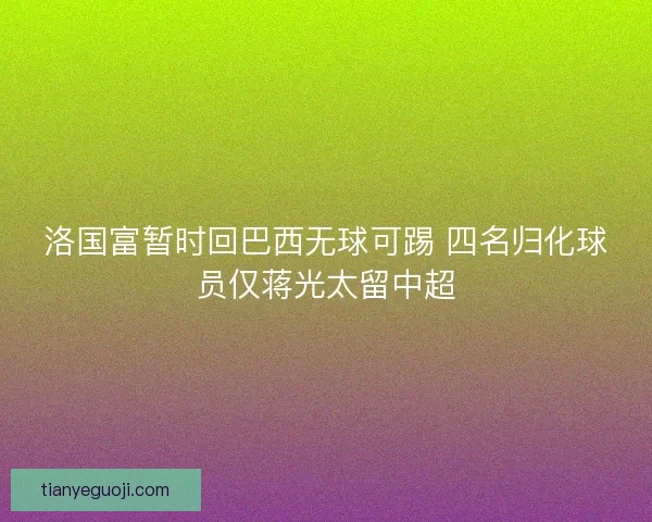 洛国富暂时回巴西无球可踢 四名归化球员仅蒋光太留中超